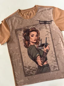 Футболки с полной запечаткой: Футболка Пін-Ап дівчина Операторка